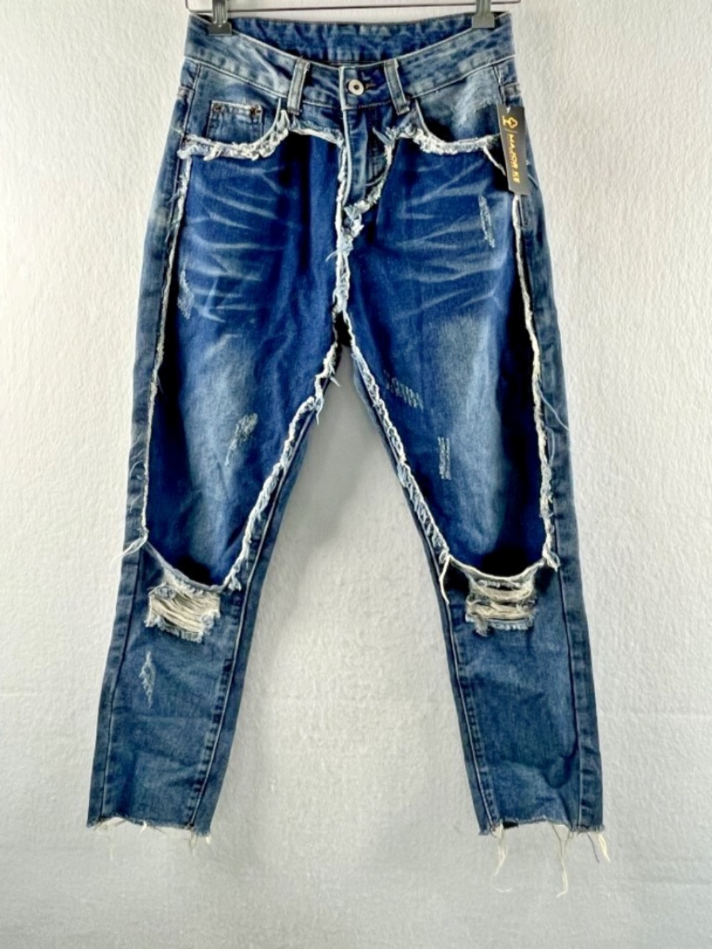 Major Ke Collection Distressed Patchwork Skinny Jean Women's S Destroyed Grunge